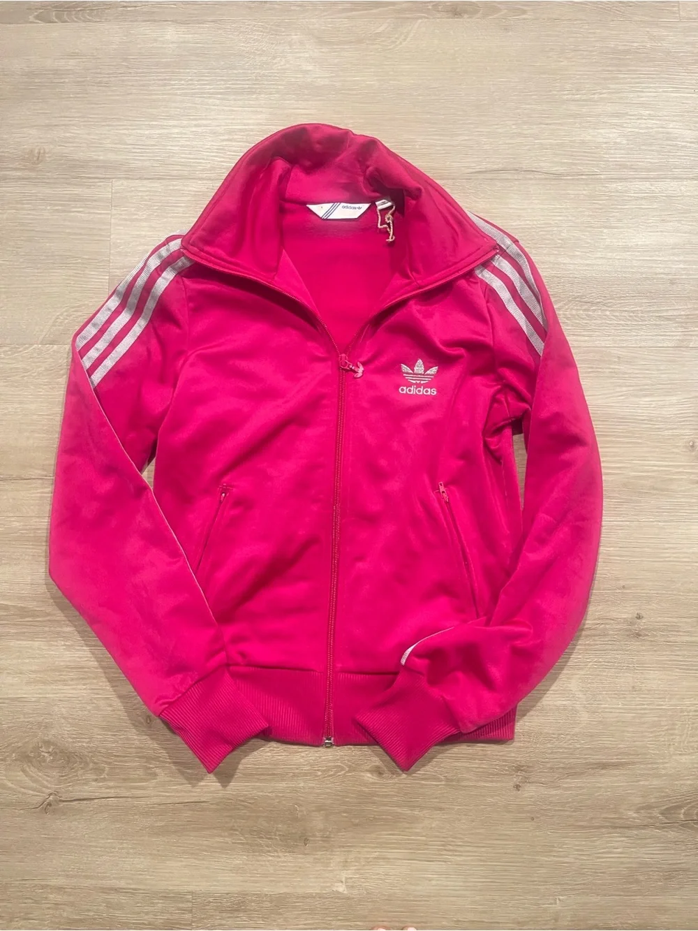 adidas Hot Pink Track Jacket with White 3-Stripes